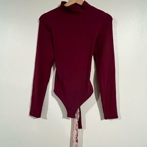 NWOT Free People Elegant Burgundy Long Sleeve Bodysuit